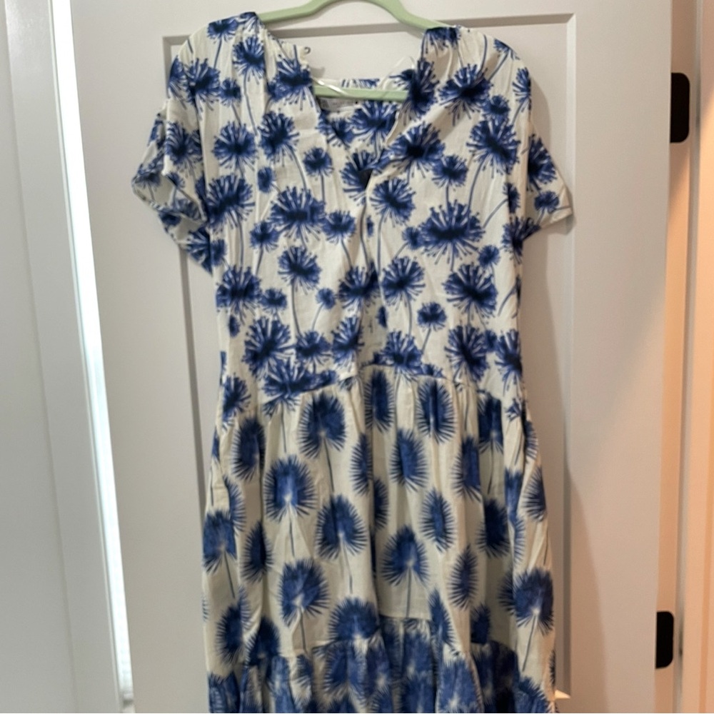 Zara Blue Short Sleeve Midi Dress
